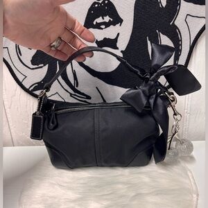 Coach 90s black nylon and leather pouchette mini bag